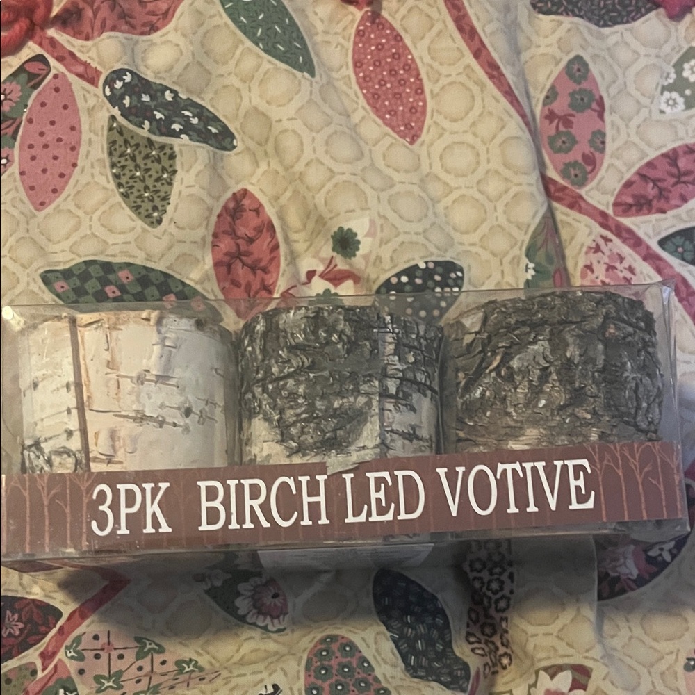 3PK Birch LED Votive Candles